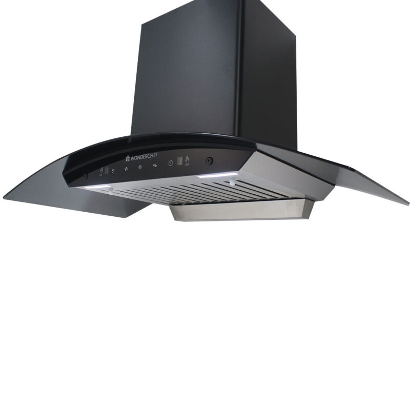 Ultima 90cm 1200 m3/hr Auto Clean Curved Glass Chimney | Baffle Filter | 1200M3/Hr powerful suction | Touch + 3 speed Motion Sensor control | Low Noise | 7 Year Warranty on Motor | 1 Year Comprehensive Warranty on Product | Black - Image 4