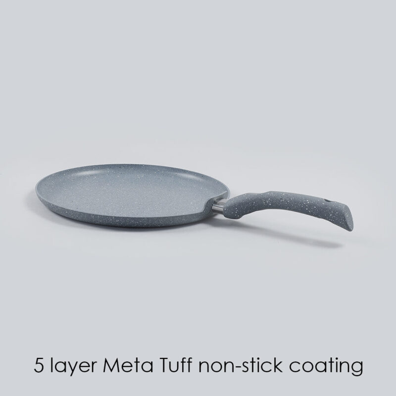 Granite 30cm Non-Stick Dosa Tawa | Induction Bottom | Soft-Touch Handles | Virgin Aluminium | PFOA/Heavy Metals Free | 3.5mm | 2 Year Warranty | Grey - Image 4