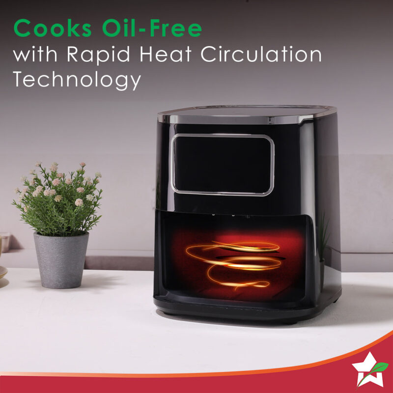 Platinum Digital Air Fryer | 5L | Rapid Air Technology | 7 Pre-Set Menu Options | Temperature and Time Control | Digital Interface | Chrome Finish | 1 Year Warranty - Image 4