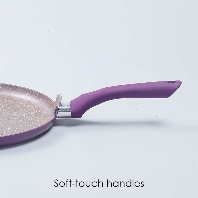 Royal Velvet 24 cm Non-Stick Dosa Tawa | Induction Bottom | Soft-Touch Handle | Virgin Grade Aluminium | PFOA and Heavy Metals Free | 3 mm | Non-Stick Tawa | 2 Years Warranty | Purple - Image 4