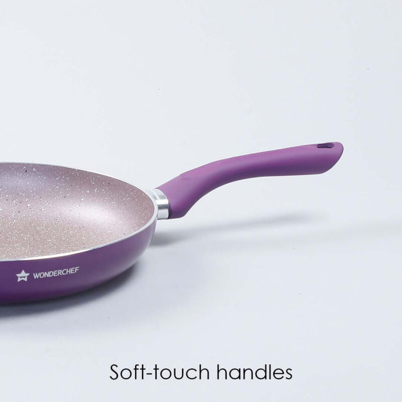 Royal Velvet Non-Stick 26 cm Fry Pan with Induction Bottom & Soft-Touch Handle | Virgin Grade Aluminium | PFOA & Heavy Metals Free | 3 mm thick | 2.1 litres | 2 Years Warranty | Purple - Image 4