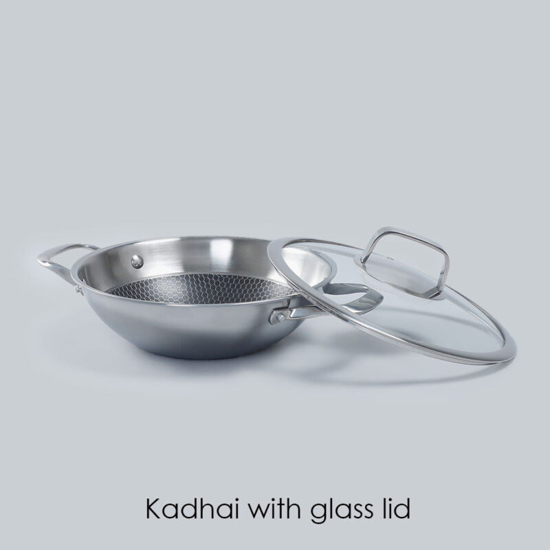 Wonderchef Renewed Stanton 28 cm Non-stick Kadhai/Kadai with Lid - 3.4 Litre | 3 ply steel - Image 5