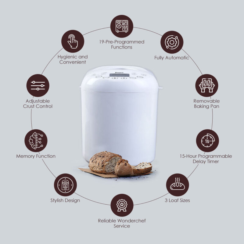 Regalia Fully Automatic Atta Kneader, Bread Maker, Dough Maker & Machine| With 19 Pre-set Menu| 550 Wattage| Chapati, Roti, Atta, Fresh Dough, Homemade Bread | Adjustable Crust Control| 3 Loaf Sizes| Dough Upto 1KG| Removable Bake Pan| 1 Year Warranty - Image 4