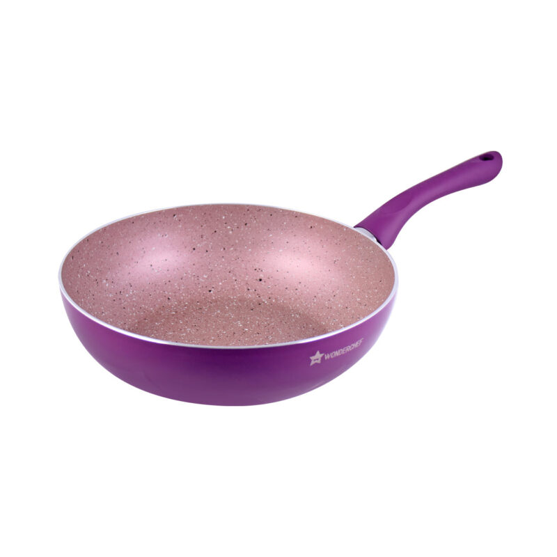 Royal Velvet 24 cm Aluminium Non-stick Wok With Lid, 2.7 L, Purple - Image 4