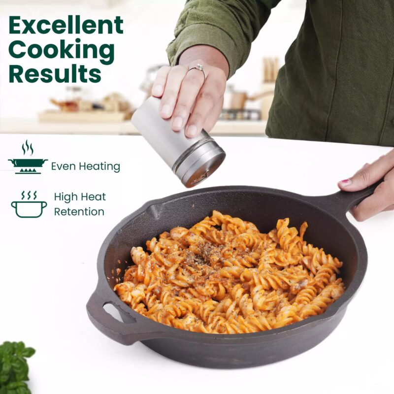 CASTrong Cast Iron Cookware Set: Tawa + Fry Pan + Wok Kadai, Kitchen set for Home, Pre-seasoned,100% Pure Cast Iron Cookware,Toxin-free Pots and Pans, Free Tadka Pan - Image 6