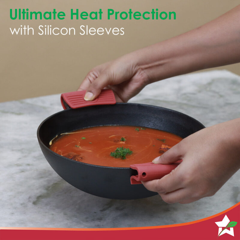 Forza 30cm Cast-iron Kadhai, Pre-Seasoned Cookware, Induction Friendly, 3.35L, 3.8mm - Image 5