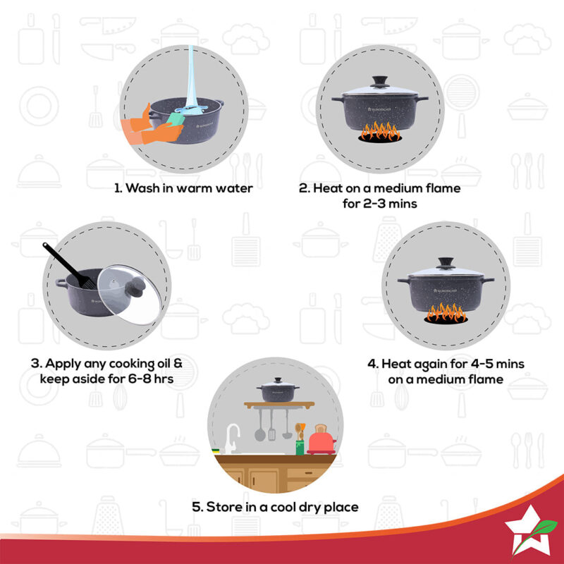 Wonderchef Renewed Granite Die-Cast Non-stick Casserole 24cm (without Lid) | Induction Bottom | Soft-touch Handles | Virgin Grade Aluminium | 3.5mm Thick | PFOA/Heavy Metals Free - Image 5