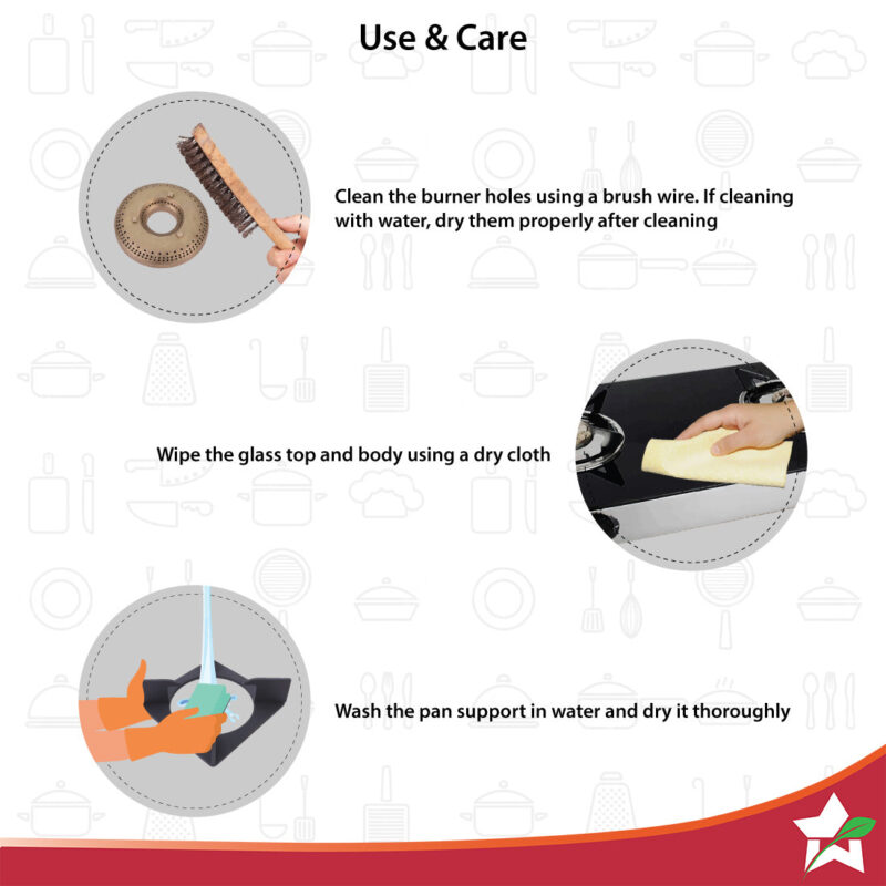 Energy 2 Burner Glass Cooktop, Black 8mm Toughened Glass with 1 Year Warranty, Soft Touch Knobs, Efficient Brass Burners, Stainless Steel Double Drip Tray - Image 4