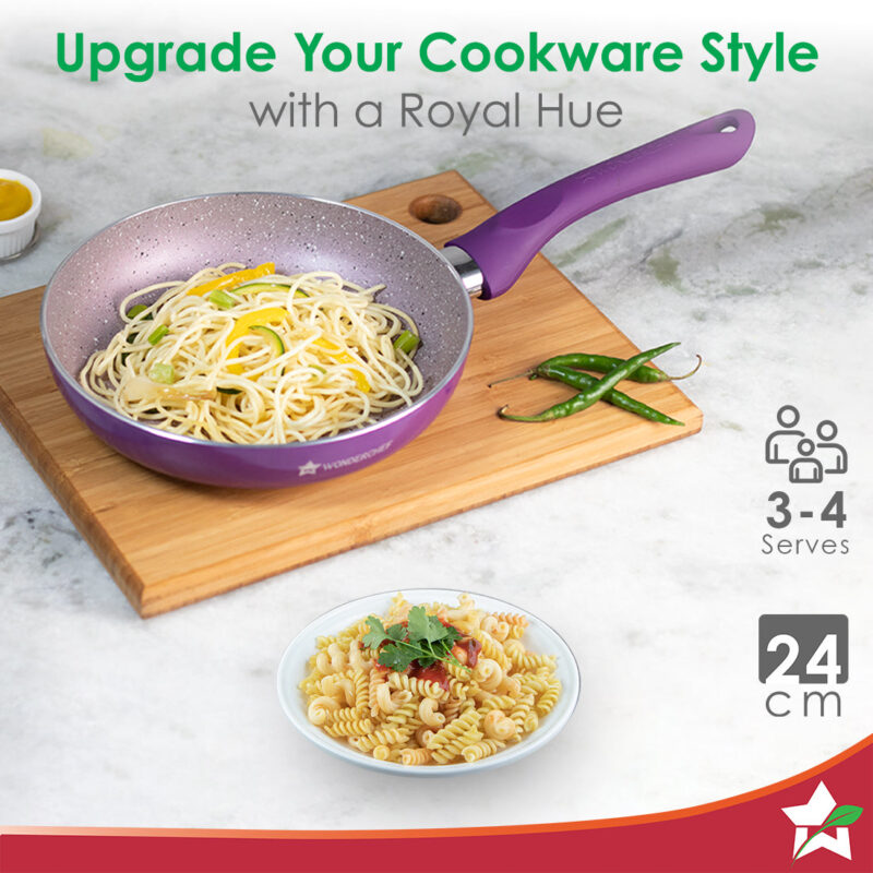 Wonderchef Renewed Royal Velvet 24cm Non-Stick Fry Pan | 24cm | Induction Bottom | Soft-Touch Handle | Virgin Grade Aluminium | PFOA and Heavy Metals Free - Image 4