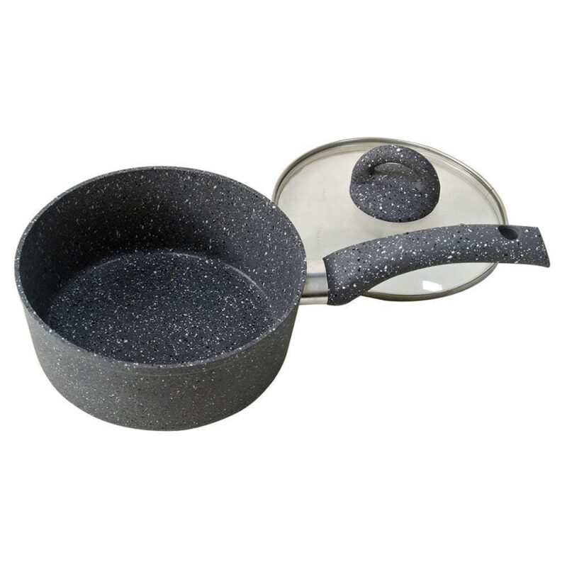Granite 18 cm Non-Stick Sauce Pan | Induction Bottom | Soft-Touch Handles | Virgin Grade Aluminium | PFOA and Heavy Metals Free | 3.5mm | Non Stick Sauce Pan | 1.8 litres | 2 Years Warranty | Grey - Image 2