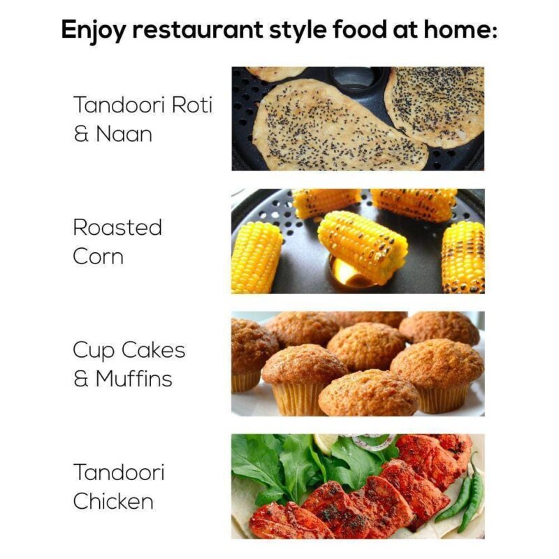 Wonderchef Renewed Gas Oven Tandoor 4 Pieces Set | 2-in-1 Oven and Tandoor | Ideal for Rotis and Naans, Tikkas, Kebabs, Cakes and Cookies | Non-stick Tandoori Trays | Black & Red - Image 6