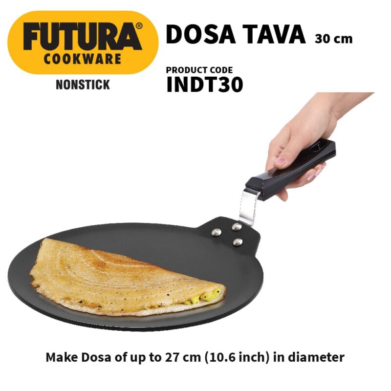 Hawkins Futura 30 cm Dosa Tava, Non Stick Dosa Tawa, Induction Dosa Tawa, Black (INDT30) - Image 5