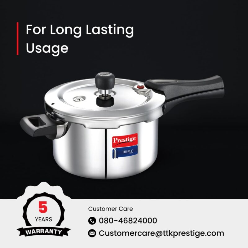 Prestige 3 Litres Svachh Triply Induction Base Outer Lid Pressure Cooker |Silver | Deep Lid Spillage Control | Even heat distribution|5 years warranty - Image 2