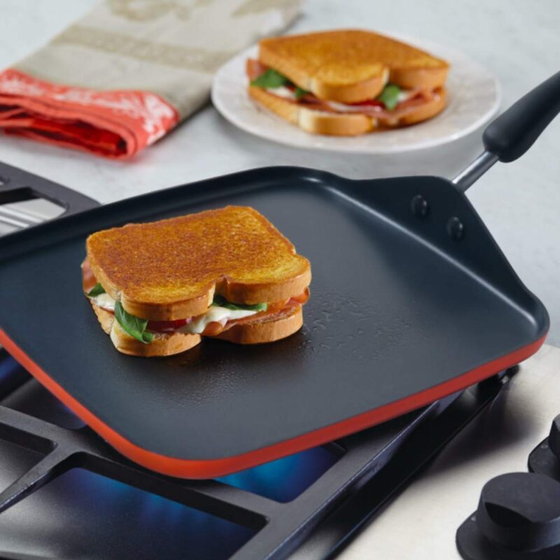 Meyer Non Stick Aluminium Square Tawa, 28 cm, Orange - Image 4