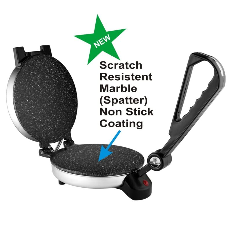 BAJAJ VACCO New Go-Ezzee Chapati/Roti/Khakhra Maker, Mc-02 - Marble (Spatter) Nonstick Coating Wattage 900 Watts, Stainless Steel - Image 8