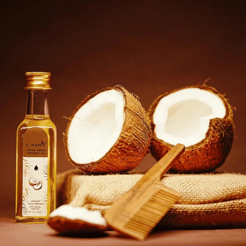 CAMIA Premium Coconut Oil for Skin & Hair | Cold Pressed & Organic Coconut Oil | 100% Pure, Natural, Undiluted, Unrefined Hair Oil | Ideal for Skiin & Hair | Free From Chemicals | 100 ML Glass Bottle - Image 7