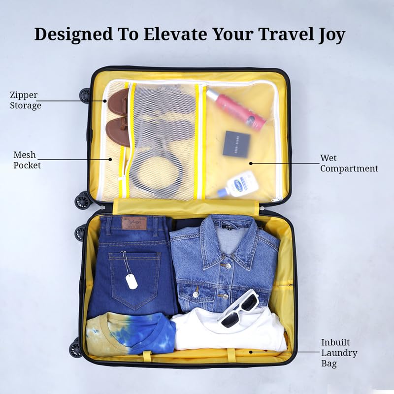 WAYWISE ScaleX Checkin Luggage|India's First Built in Weighing Scale Handle| M-65cm|TSA Lock | Poly-Carbonate Hardsided Anti-Scratch| 8 Wheel Luggage |with Laundary Bag |5 Years Warranty (Silver) - Image 5