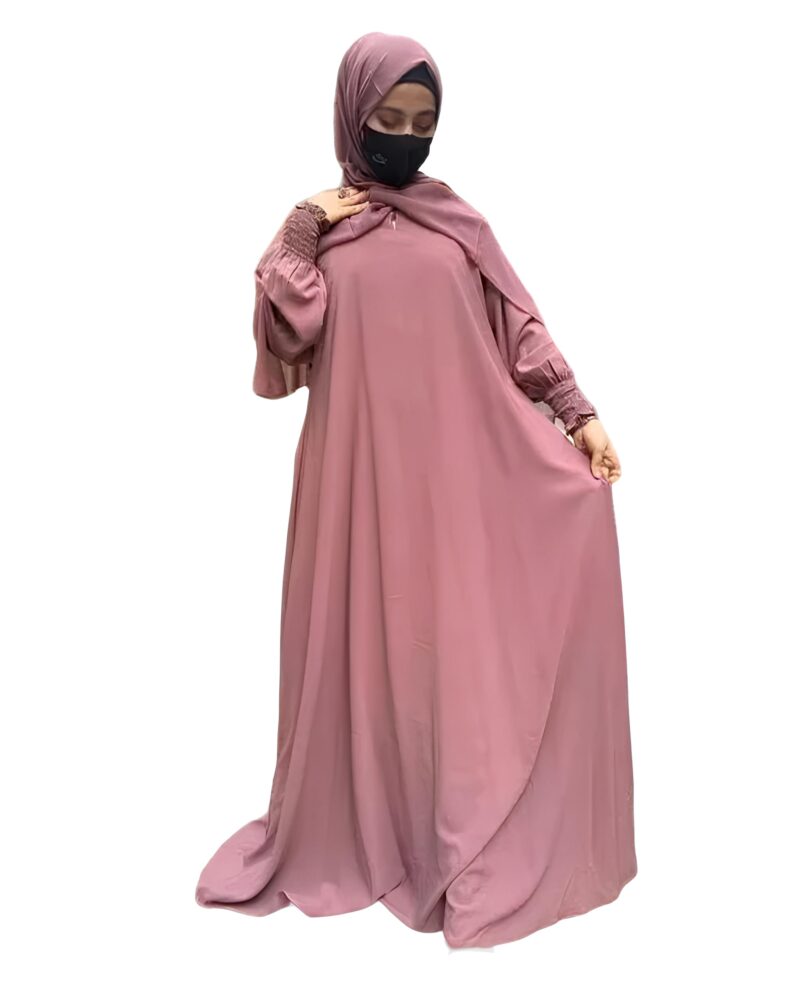 Plain simple Burqa with chun sleeves For Women & Girls made by Firdous Fabric perfect fit in Budget. (Pink) - Image 3