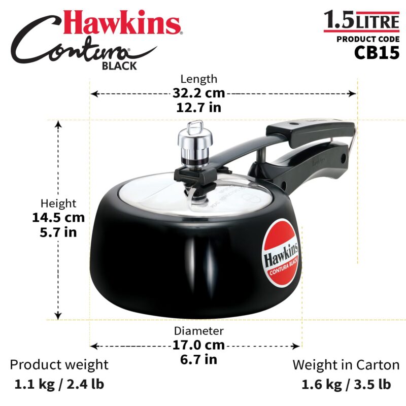 Hawkins Contura Black 1.5 litre Pressure Cooker - Image 5