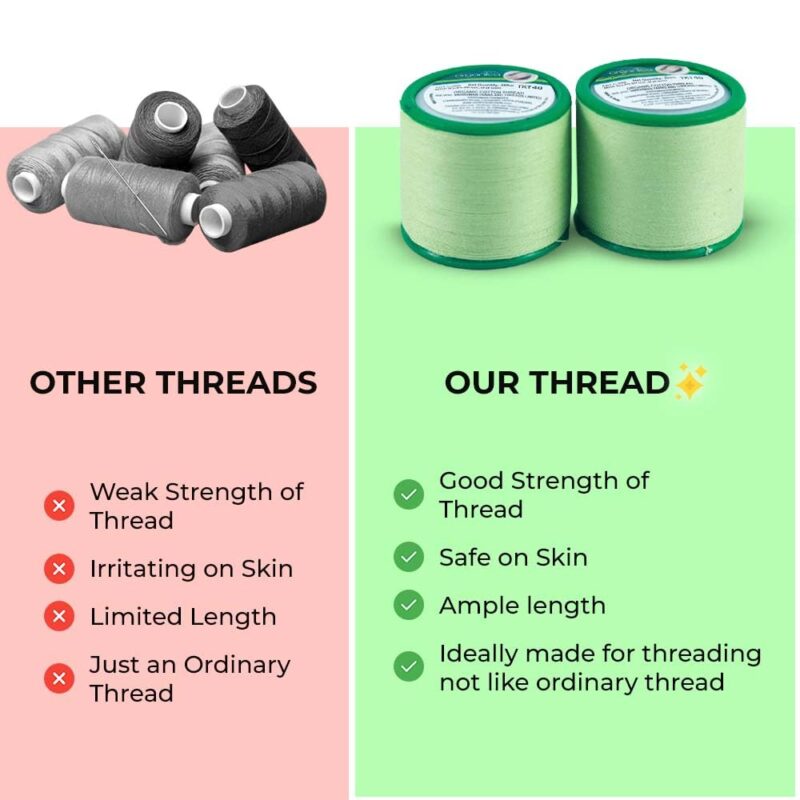 Organic Cotton Eyebrow Threading Thread Tool for Women - 2 Spools x 300 Meters Thread for Eyebrows Threading - Upperlips Shaping - Forehead Chin Hair Removal Thread - Salon Spa Home by Zibell - Image 2