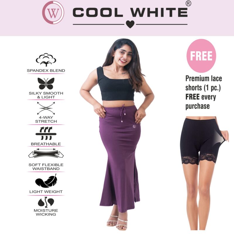 COOL WHITE Saree Shapewear for Women with lace Shorts - Body Shaper Petticoat | Shape Wear Dress | Party & Traditional Saree Shapewear | Saree Shaper | Underskirt Shorts | Saree Shapewear Combo - Image 8