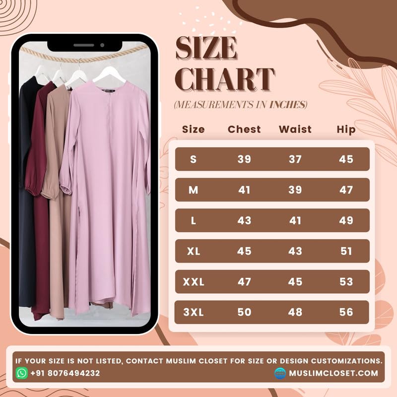 Muslim Closet Two Pieces Abaya Dress with Elasticated Sleeves made with Nida Matte Fabric - Knee length Burqa for Women and Girls - Image 2