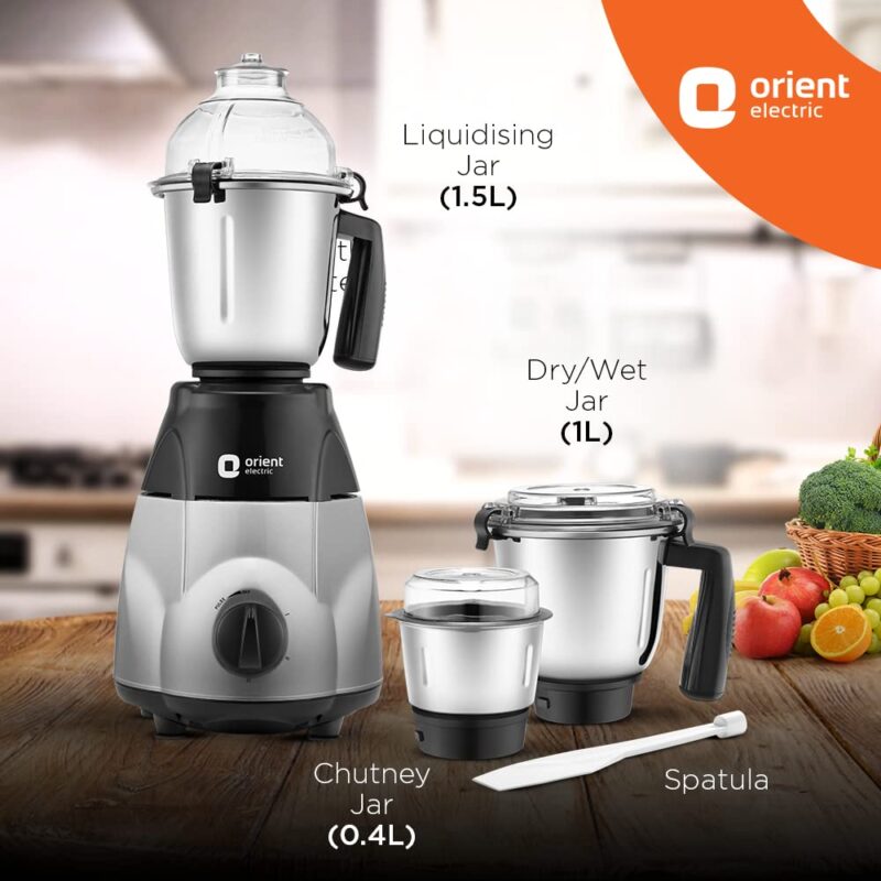 Orient Electric Chefspecial 1200W 3 jar Mixer Grinder (MGCS120G3/Black & Silver) - Image 4