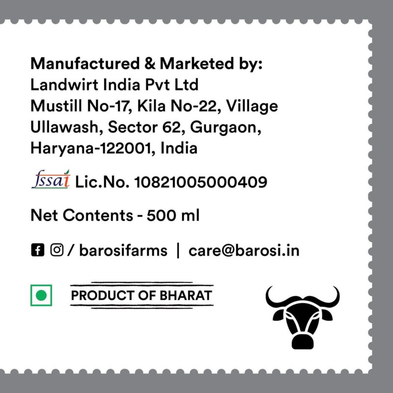 Barosi Premium Buffalo Ghee 500 Ml | Vedic Bilona Method | Churned From Curd | Pure & Natural | Farm Made In Small Batches | Glass Jar Packing - Image 2