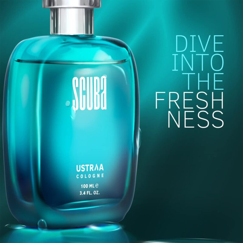 Ustraa Scuba Cologne - 100ml - Perfume for Men | With lively, spicy and deep aquatic notes | Ideal for day occasions | Long-lasting fragrance with no gas - Image 5