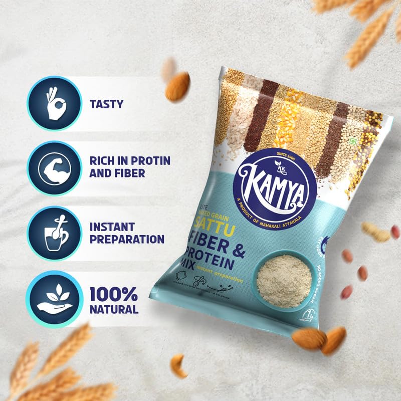 KK Kamya Lite Mixed Grain Sattu | Natural Powder with High Protein | No Added Sugar | Instant Sattu Drink (Pack of 2, 2Kg.) - Image 4