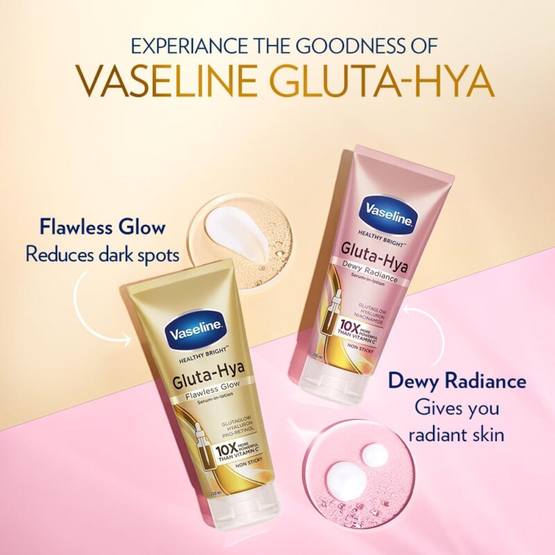 Vaseline Gluta-Hya Flawless Glow Lotion for Face & Body | Gives Brighter Skin | Glutathione & Pro-Retinol Infused Moisturizer, 200ml - Image 2