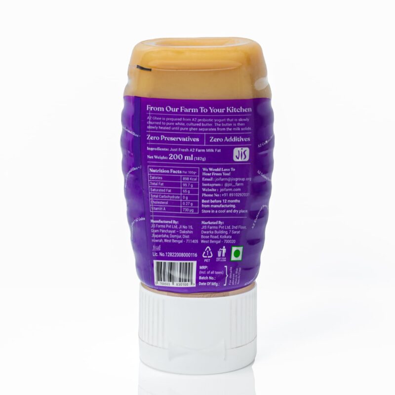 JOI Farm Caramel Cultured A2 Cow Desi Ghee 200 Ml X 1 (Brown Ghee) | Authentic Bengali Ghee | Pure Gawa Ghee | Certified and Farm-made (200 Ml) - Image 6