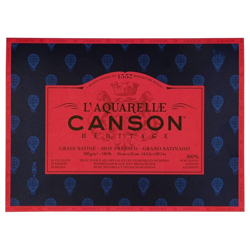 Canson Héritage Cotton 300 GSM Hot Pressed 36 x 51 cm Paper Block(White, 20 Sheets)