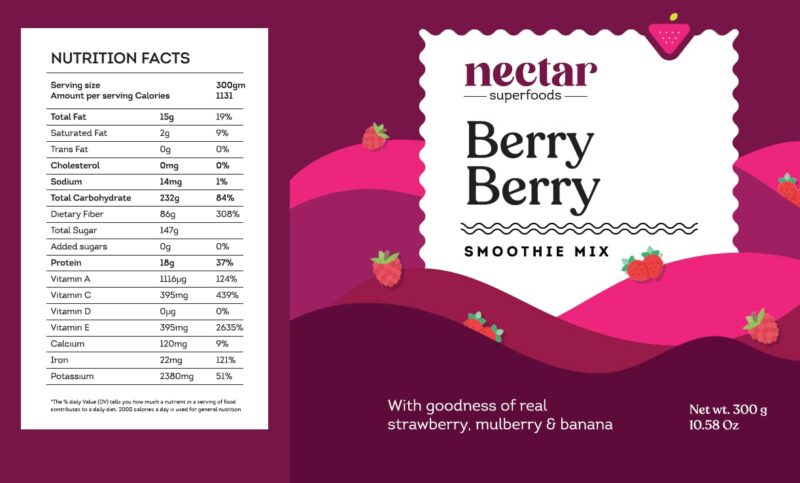 Nectar Superfoods Freeze Dried BERRY BERRY Smoothie Mix | STRAWBERRY, MULBERRY & BANANA | Dried Fruit Based Smoothie Powder | Ready To Eat | Just Add Water, Yogurt or Any Milk with Ice | No Added Sugar, 100% Natural, Vegan friendly - Gluten Free | 300 gra - Image 5