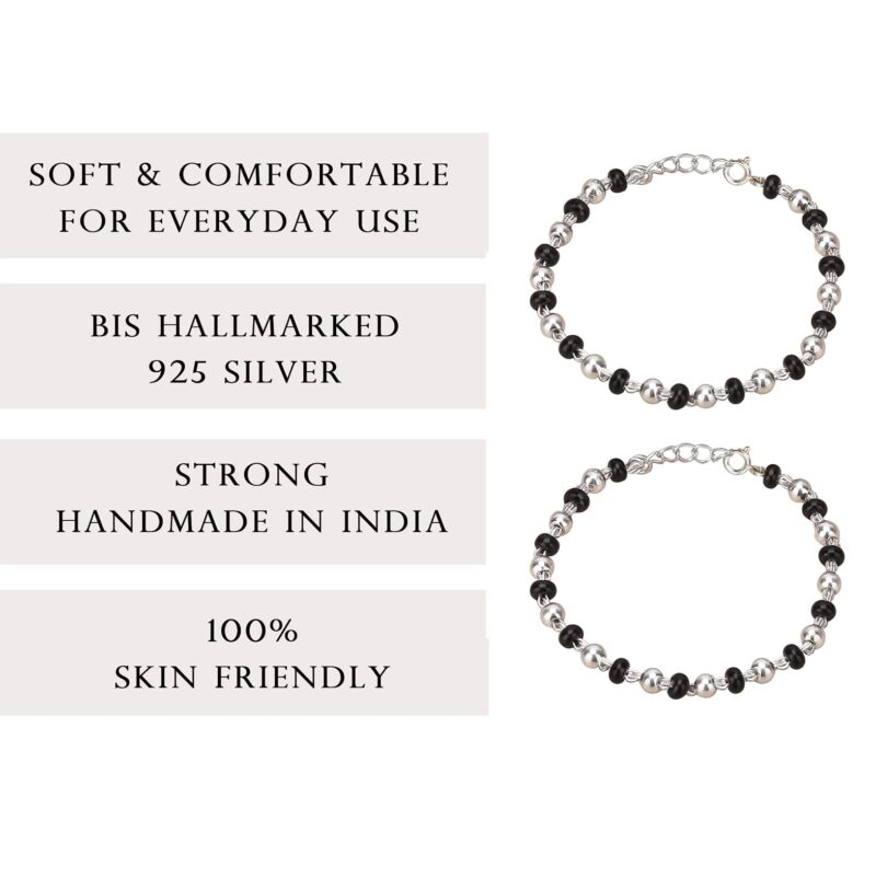 Njels 925 Silver Nazariya for Baby Boy and Baby Girls | New Born to 3 years Age | 5.5 Inch Plus 1.0 Inch Extension Chain | 925 BIS Hallmarked Silver Bangles for Baby Girl - Image 3