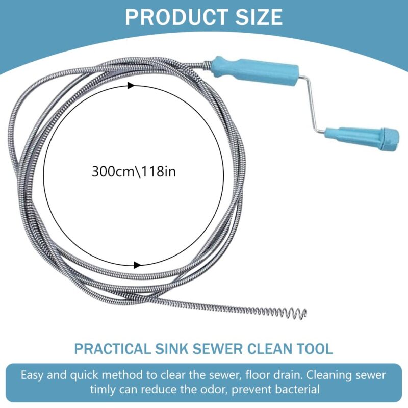 HASTHIP® 9.8ft Stainless Steel Drain Cleaner Tool, Spiral Spring Pipe Design, Sink & Tub Drain Dredge Tool, Sewer Cleaning Tool for Bathroom, Kitchen & Toilet - Image 7
