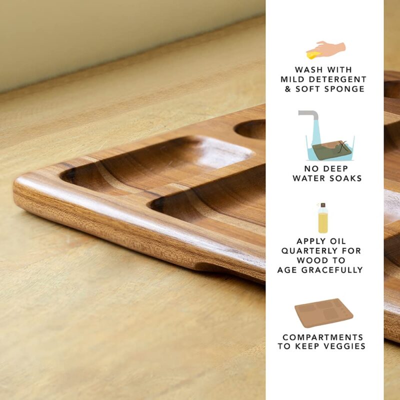 Ellementry Sous Chef Multi Utility Platter | Serving Platter with Wooden Board for Serving Sweets, Cookies, Dry Fruits, Snacks at Home | Chopping Cutting Board for Kitchen Vegetables, Fruits & Cheese - Image 7