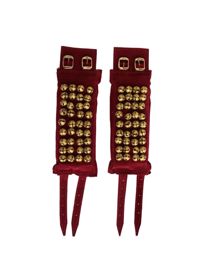 NATYAM COSTUMES Brass Ghungroo Ankle Bells with Velvet Pad For Women(Maroon) - 4 Line - Image 3