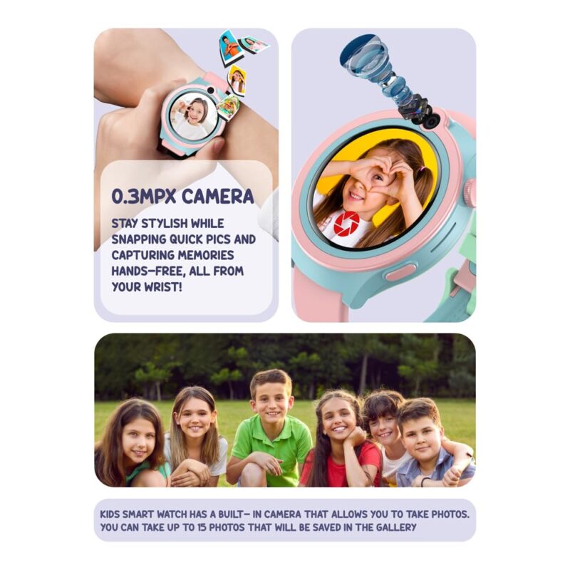 Spiky Cacus 4G Calling Multi-UI IPX7 Waterproof Kids Smartwatch | Rotatable Menu Dial,GPS Tracking, Video Call, Calling Watch, Games, Geo-Fencing, SOS | Best for Kids Girls & Boys 4-12 Years | Pink - Image 7