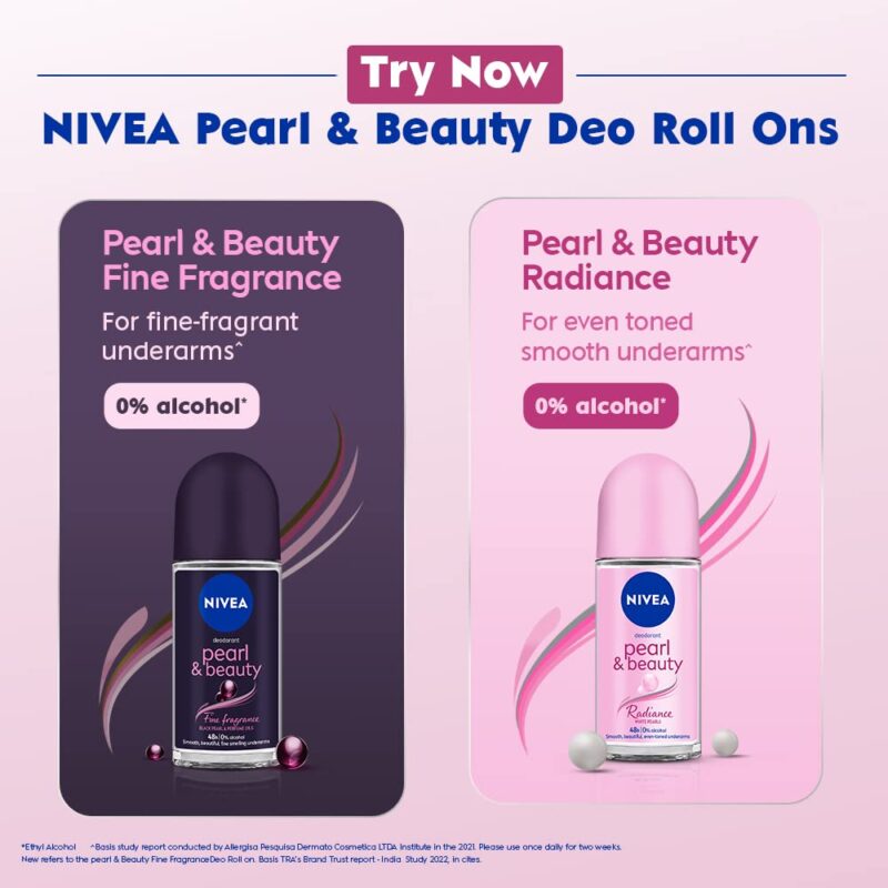 NIVEA Pearl and Beauty 50ml Deo Roll On | With Pearl Extracts & Avocado Oil| 72 H Smooth & Beautiful Underarms | 0% Alcohol | For Women - Image 5