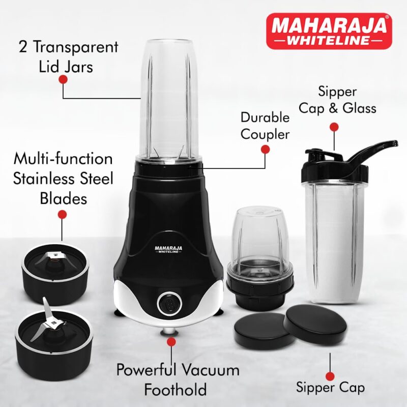 Maharaja Whiteline Xpress Blend Mixer Grinder With 3 Jars 400 Watt- Mx-280 (Black & White) Plastic - Image 3
