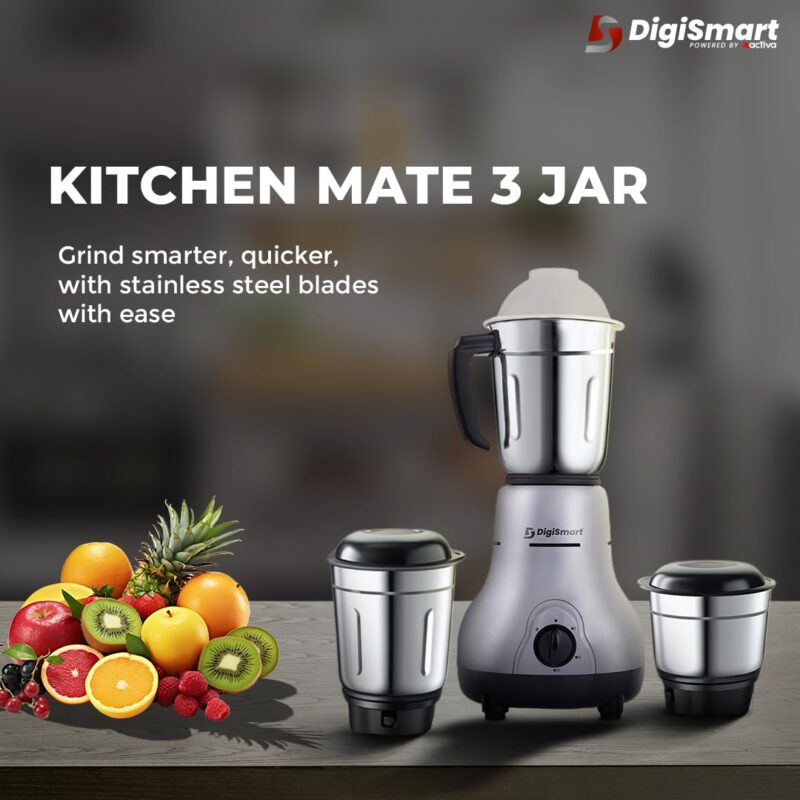 DIGISMART Kitchen Mate 750 Watt Mixer Grinder with 3 Jars for Grinding, Mixing with Powerful Motor with 1150 Watt Light Weight Lancer Dry Iron come with 2 Years Warranty (Black, Combo Offer) - Image 6