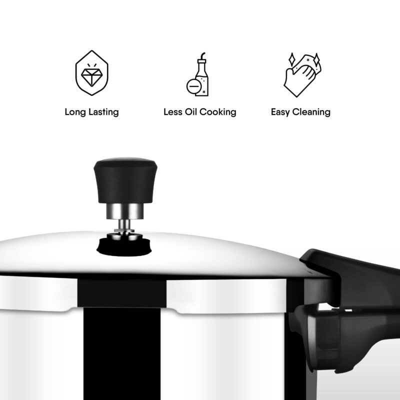 Stahl Xpress Cooker Triply Pressure Cooker Baby, Induction Cooker, Outer Lid Pressure Cooker 1 Liters, Induction & Gas Stove Compatible, 5 Years Warranty,Stainless steel,Silver - Image 4