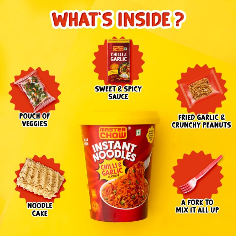 25x Masterchow Chilli Garlic Instant Cup Noodles - 100g - Pack of 25 - Image 6