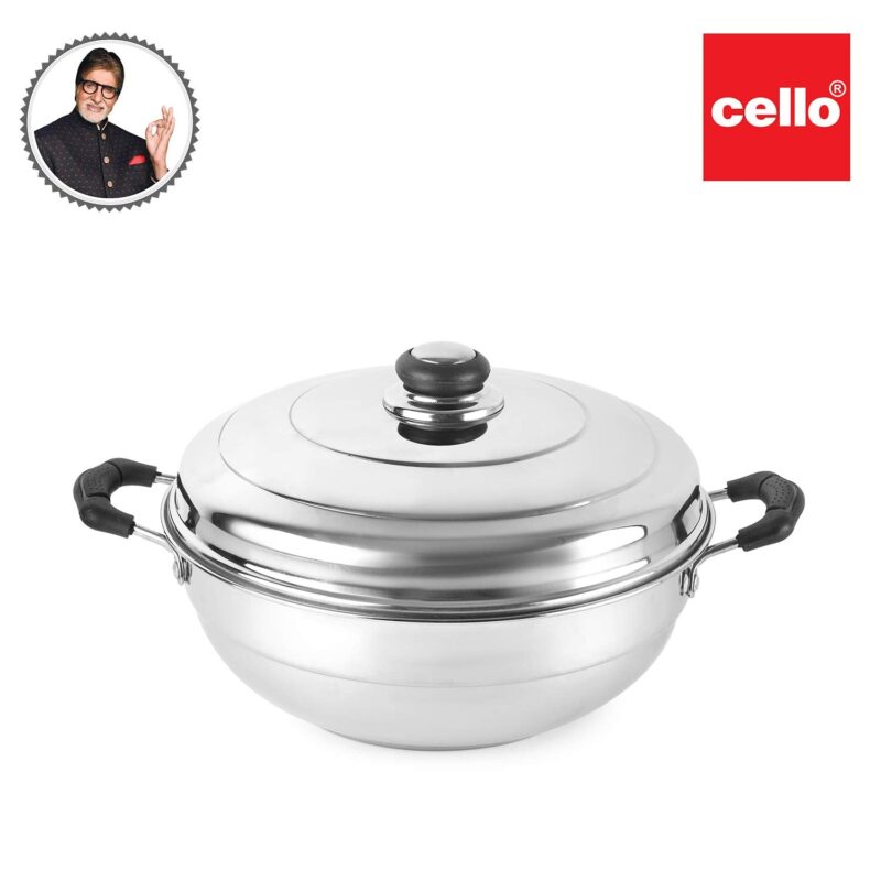 Cello Stainless Steel Induction Base Idli Cooker And Multi Kadhai Set of 6, Silver, 5 liter | Compatible With Gas Stove & Induction | Ideal For Dhokla, Patra, Idli and Momos - Image 2