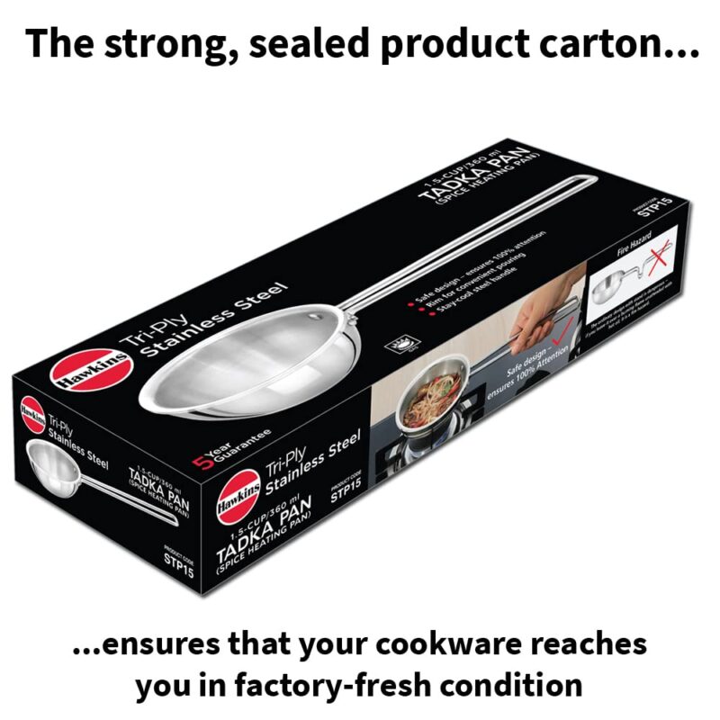 Hawkins 1.5 Cup Tadka Pan, 360 ml Triply Stainless Steel Pan, Induction Pan, Silver (STP15) - Image 3