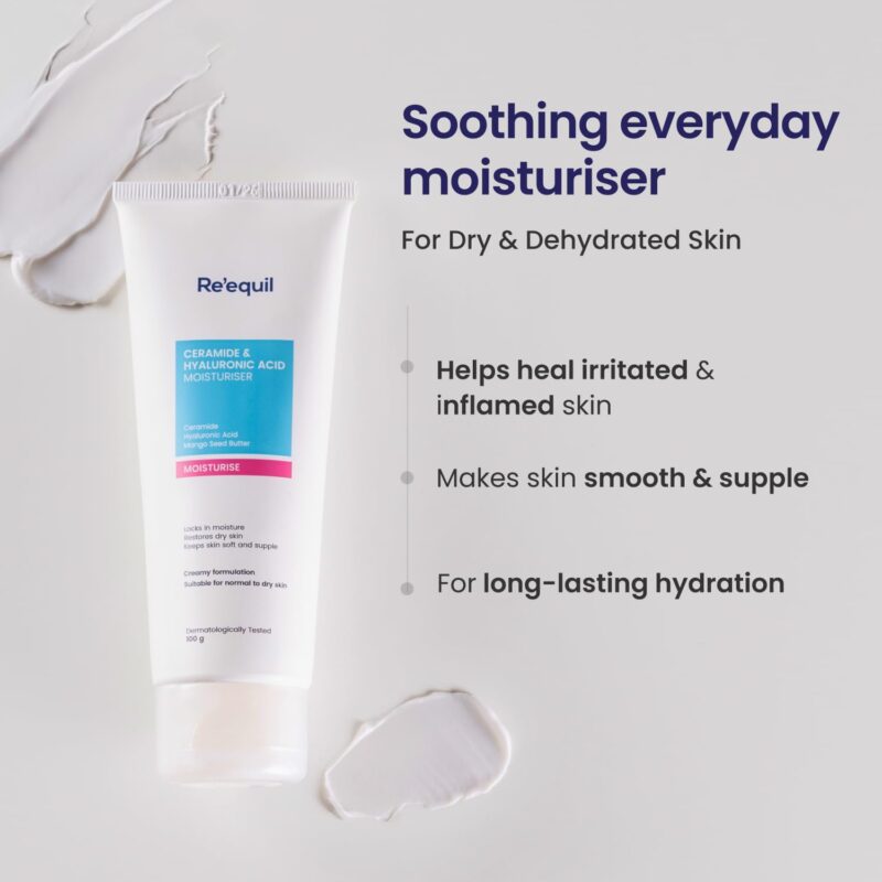 RE' EQUIL Ceramide & Hyaluronic Acid Moisturiser | Moisturizer For Face | Barrier Repair Cream | Long Lasting Hydration | Suitable For Normal To Dry Skin | 100G - Image 8