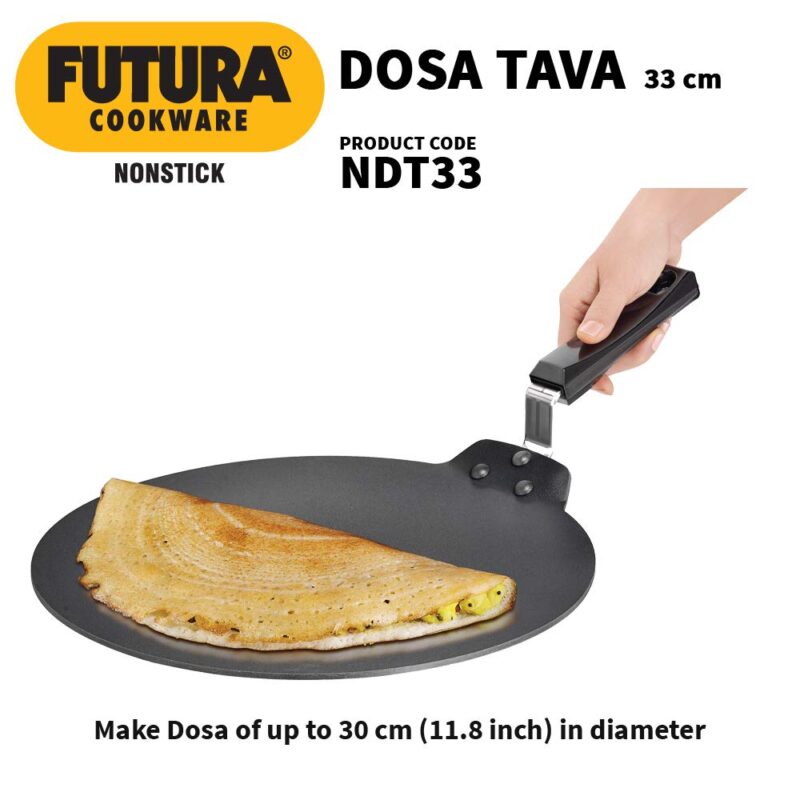 Hawkins Futura Nonstick Dosa Tava, Diameter 33 cm, Thickness 4.88 mm (Black) NDT33 - Image 5