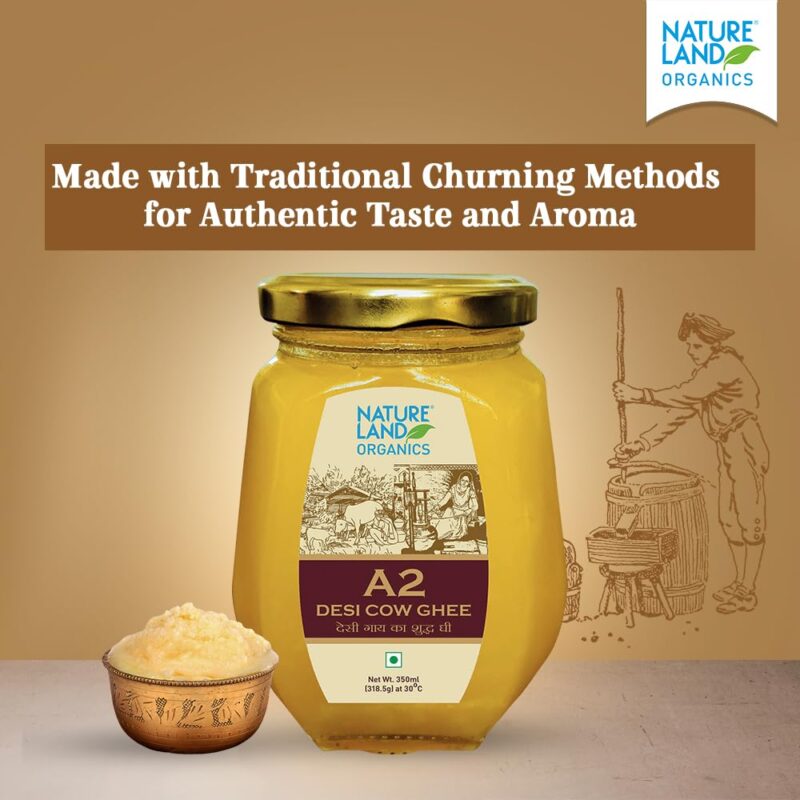 Natureland Organics A2 Cow Ghee 350Ml - 100% Organic Desi Cow Ghee - Image 8