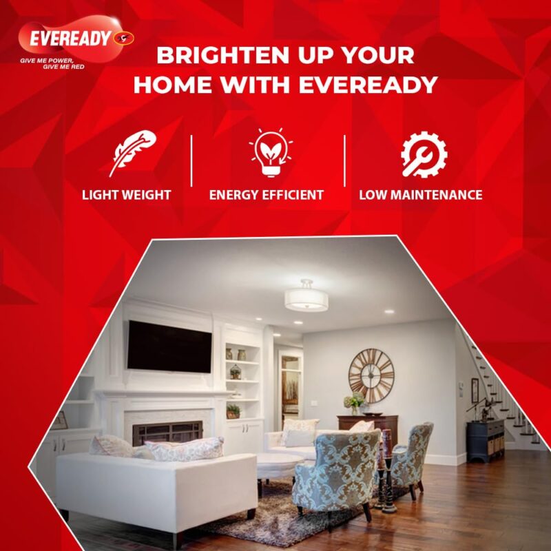 Eveready 14W Led Light Bulb | High Efficiency & Glare-Free Light | 4Kv Surge Protection | Long Life & Low Maintenance | Uniform Light Distribution| Cool Day Light (6500K) | Pack Of 4, B22D - Image 3